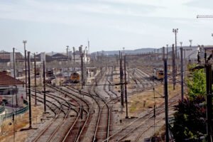 Gare d'Entroncamento, vue depuis le viaduc Eugénio Dias Poitout.